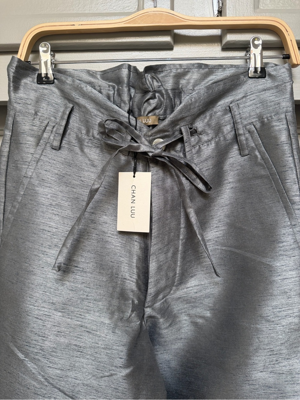 Chan Luu Dupioni Wide Leg Pant Steel - Picture 6 of 9